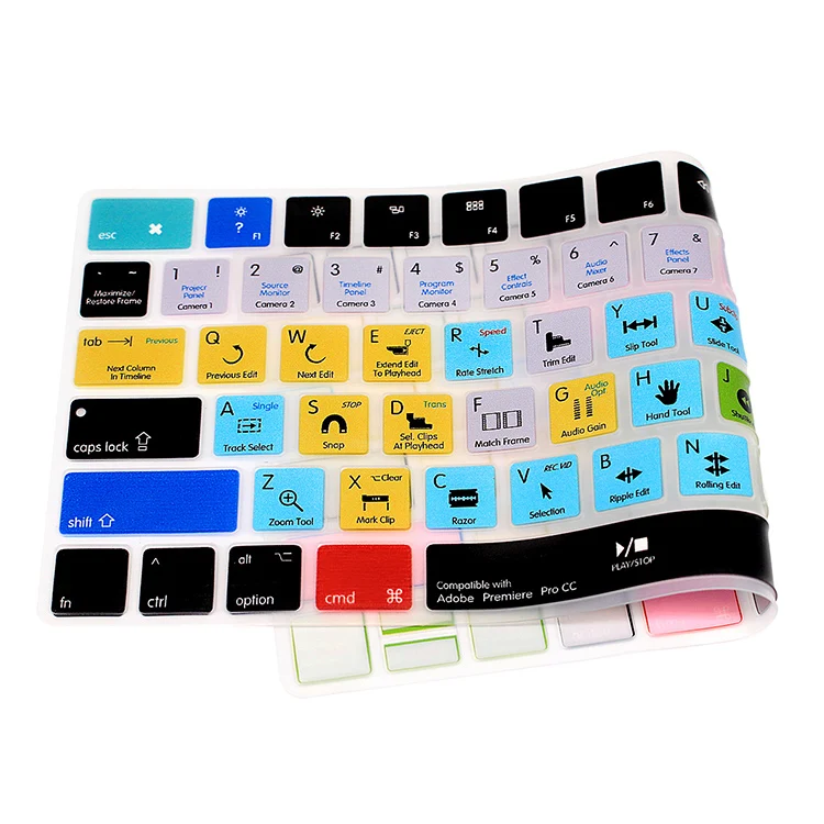  HRH Adobe Premiere Pro CC Shortcuts Silicone Keyboard Skin Keypad Protector For Apple Magic MLA22B/