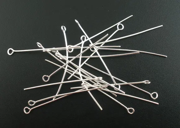 

200 PCs Silver Plated Eye Pins Findings 0.7x38mm(21 gauge) new