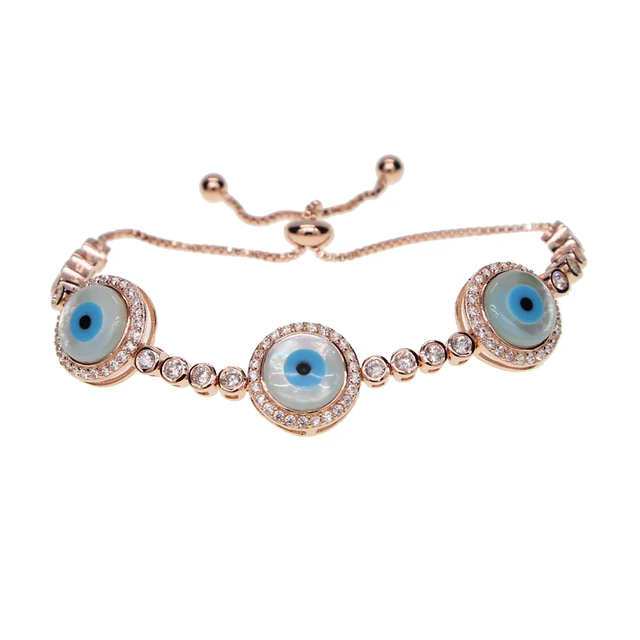2017 Rose Gold Silver Color Mother Of Pearl Stone Cz Tennis Link 2017 Rose Gold Silver Color Mother Of Pearl Stone Cz Tennis Link Chain Turkish Evil Eye