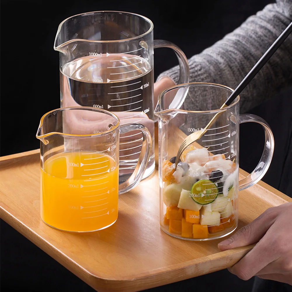 

Food Grade Borosilicate Glass Measuring Cups Pot Kettle Kitchen Accessories Milk Milk Measuring Clear Glass Cup Cook Scale