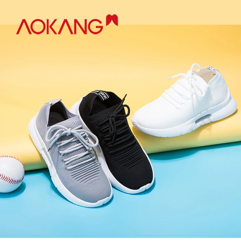 

Aokang Women Fly Knitted Sneakers Shoes Woman Platform Shoes Lace Up Vulcanize Shoes Women Female Tenis Feminino Trainers Shoes