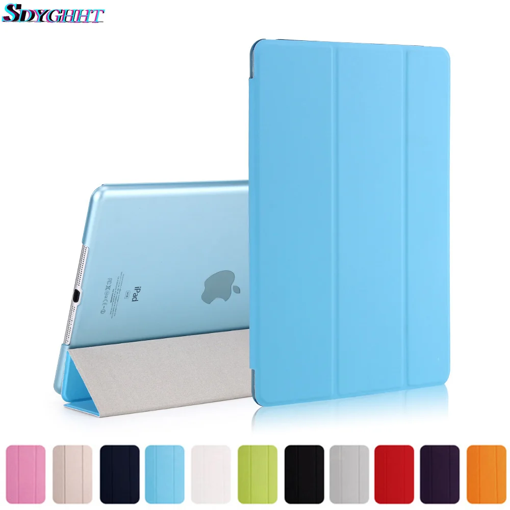 

For iPad 2018 Case 9.7 2017 Funda Ultra Slim PU Leather PC Hard Back Tri-fold Stand Case for iPad 2018 / iPad Air 2 Air 1 Case