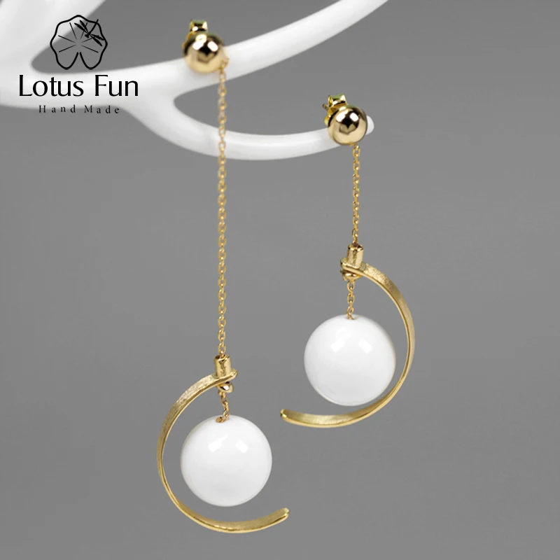 Lotus Fun реальные 925 серебро ручной работы Ювелирные украшения Модные элементы Асимметричный дизайн Длинные