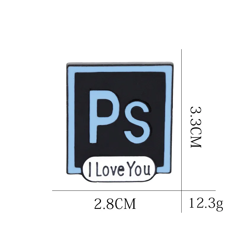 PS AI эмалированные булавки I Love You Photoshop Illustrator значки на заказ пастельные Броши джинсовая рубашка нагрудная булавка дизайнерское ювелирное изделие подарок