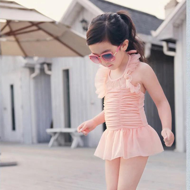 Coreana do Novo Vestido de Renda Roupa de Banho Nova Versão Menina Siamese Maiô Saia Bonito Crianças Coreanas Bebê