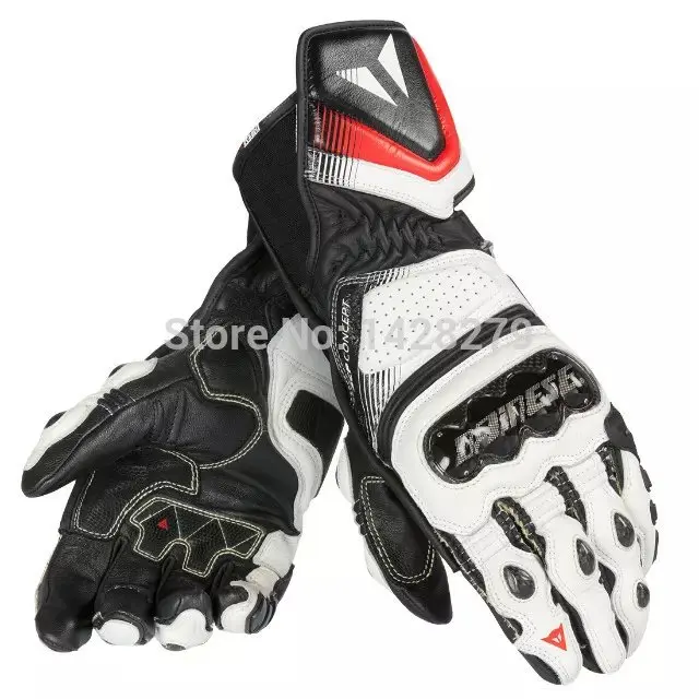 

Motorcycle Off-road Racing Dain Carbon D1 Gloves Long Leather Men's Gloves Black/White/Red