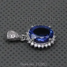 Модные ювелирные изделия винтажные овальные 7,5x9,5 мм 18kt белое золото натуральный Dia Подвеска из танзанита WP29