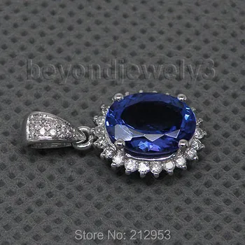 

Fashion Jewelry Vintage Oval 7.5x9.5mm 18kt White Gold Natural Dia Tanzanite Pendant WP29