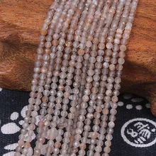 2 мм 3 мм натуральный круглый граненый Лунный Камень Многоцветный драгоценный камень свободные бусины DIY аксессуары для ювелирных изделий Изготовление браслета ожерелья