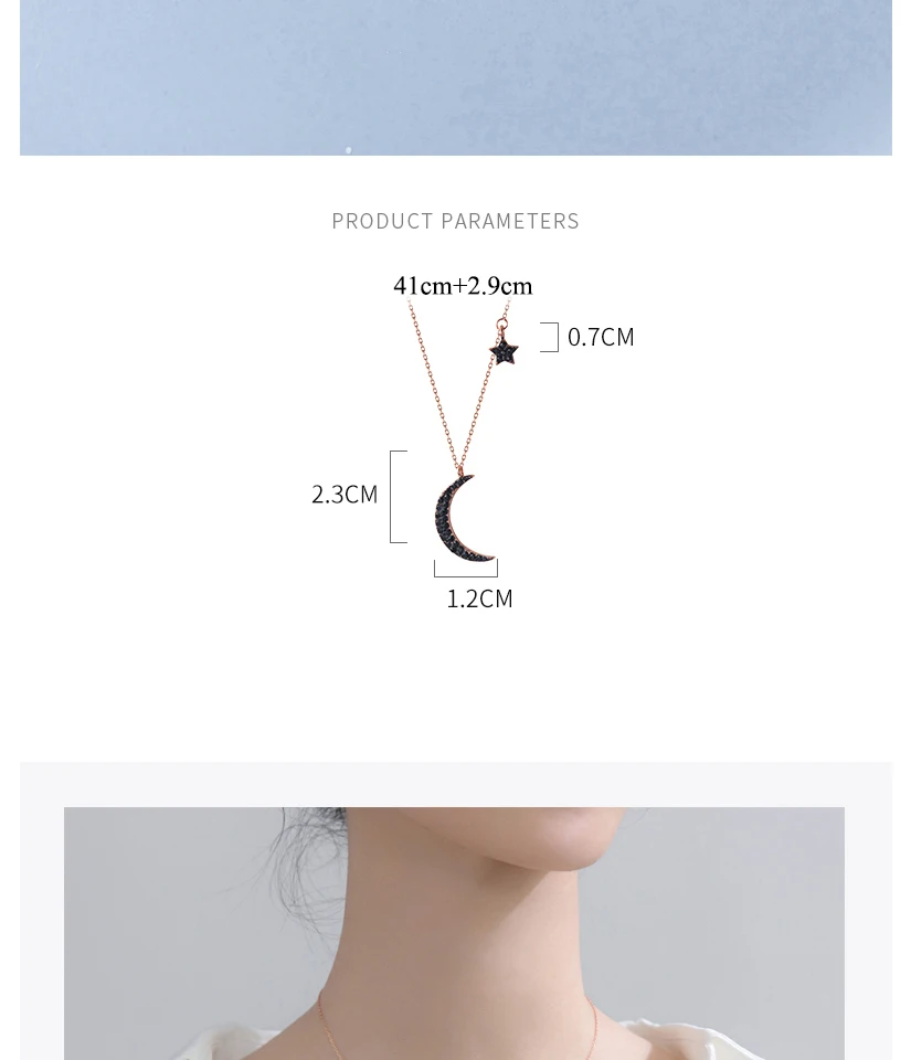 New Minimalist Jewelry Women's Fashion 925 Sterling Silver Moon Star Pendant Chokers Necklace Girl Lady Collier Argent 925 Vrai (2)