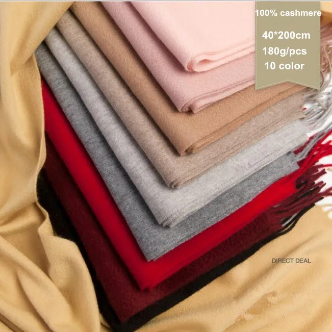 

Naizaiga 100% Cashmere scarf 180g solid color winter warm pink grey pashmina 10 color for choose ,QYR22