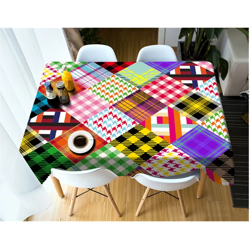 

Lattice Pattern Tablecloth 3d Leaf Skull Washable Dustproof Thicken Cotton Cloth Rectangular and Round Table Cloth