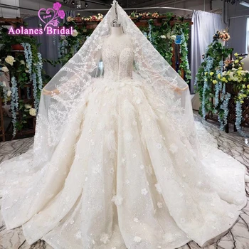 شراءفساتين زفاف فاخرة مزينة بالدانتيل اللامع فساتين زفاف 2019 على شكل قلب كريستال مطرز بالخرز الأميرة العروس رداء دي ماري