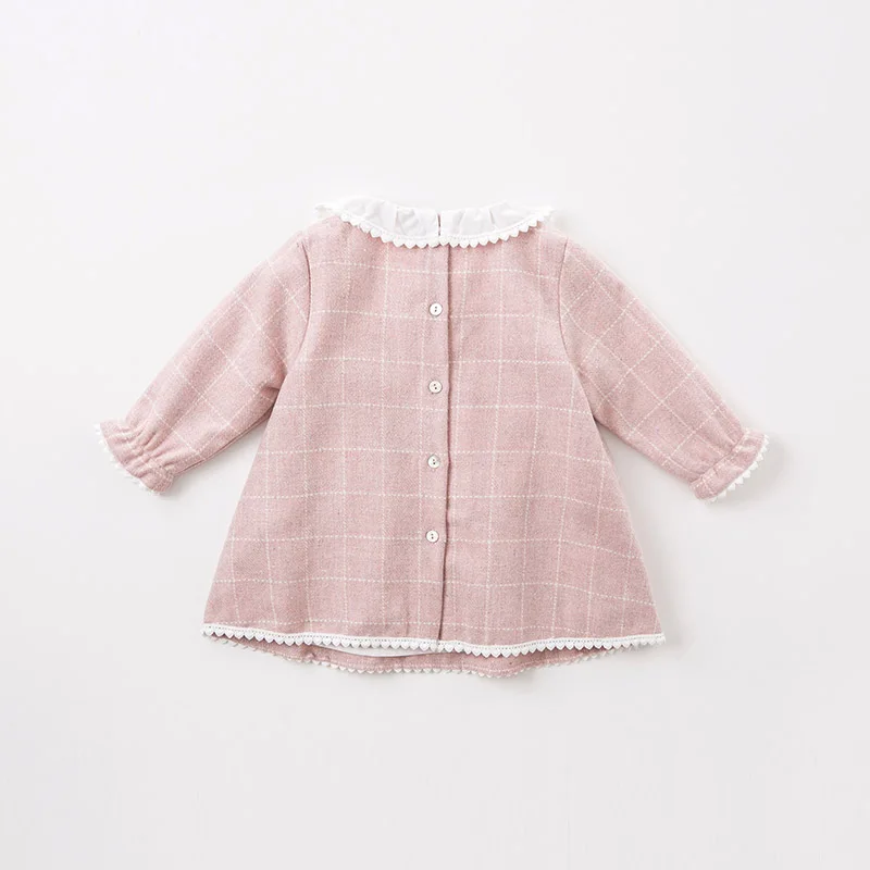  DBZ6132 dave bella autumn baby Princess girl Wedding Birthday dress plaid Children Clothes Infant D
