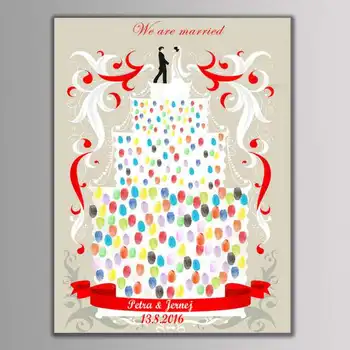 

Personalized names and date Birthday cake DIY Fingerprint Guest Book with Inkpads for birthday party kids baby shower Decoration