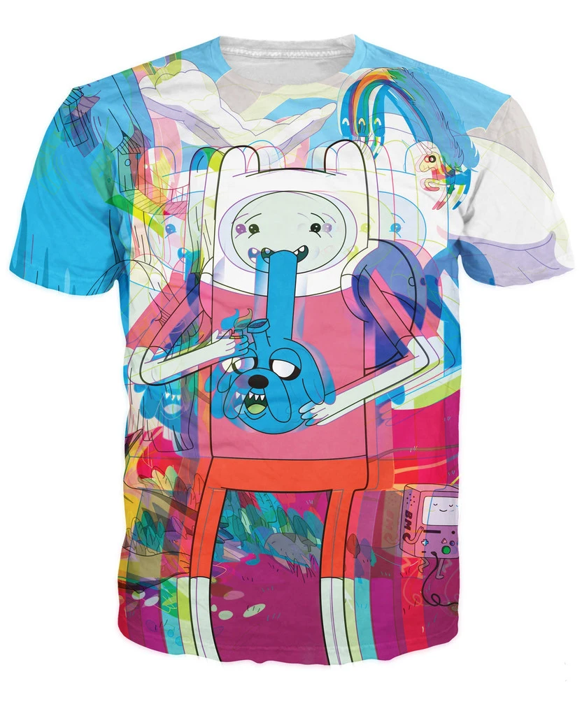 Trip Time T-Shirt Jake And Finn The Adventure Psychedelic Tee Unisex Women Men Summer Style T Shirt Tops Pullover | Мужская одежда