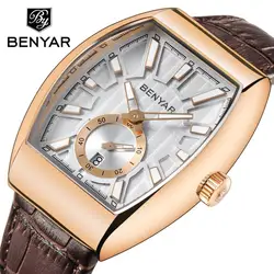 2018 Новый Элитный бренд BENYAR кварцевые часы Для мужчин Водонепроницаемый военные кожаные часы мужской Erkek коль Saati Relogio Masculino