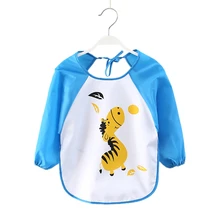 Непромокаемые детские нагрудники для новорожденных с рисунками животных; передник с длинными рукавами; нагрудники для малышей; одежда для кормления