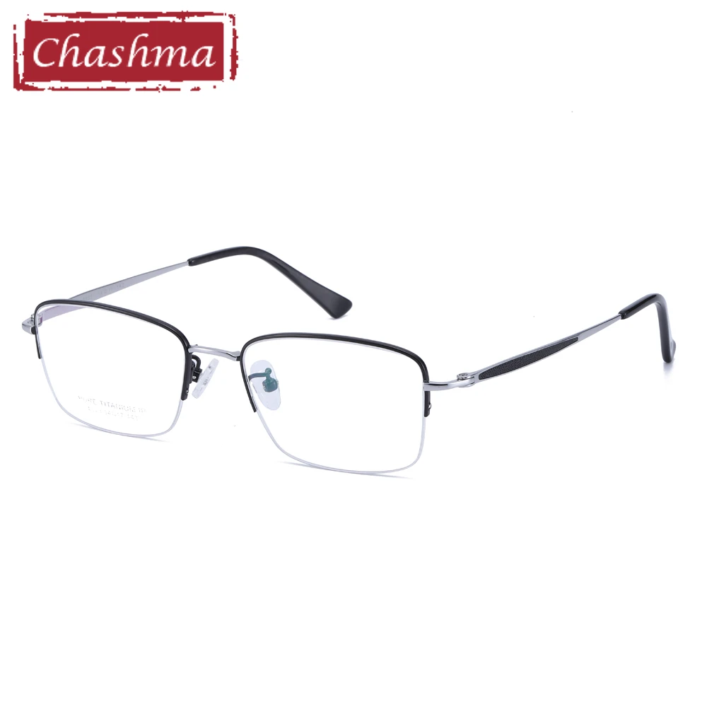 Рецептурные очки мужские титановые очки оптические оправы Высокое качество оправы для очков - Цвет оправы: Black with Silver