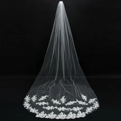 2020 New 3m Long Wedding Veil Applique Edge Tulle Bridal Veil For Wedding Dress Veu De Noiva In Stock