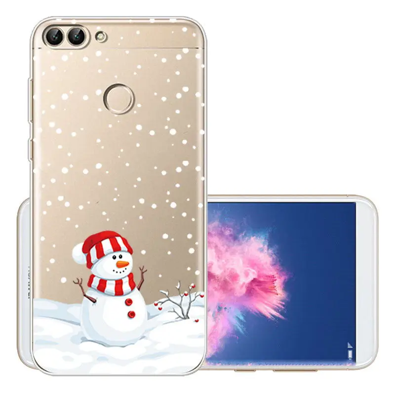Christmas Santa Snow Patterned Clear Soft TPU Case Cover For Huawei P Smart P20 (10)