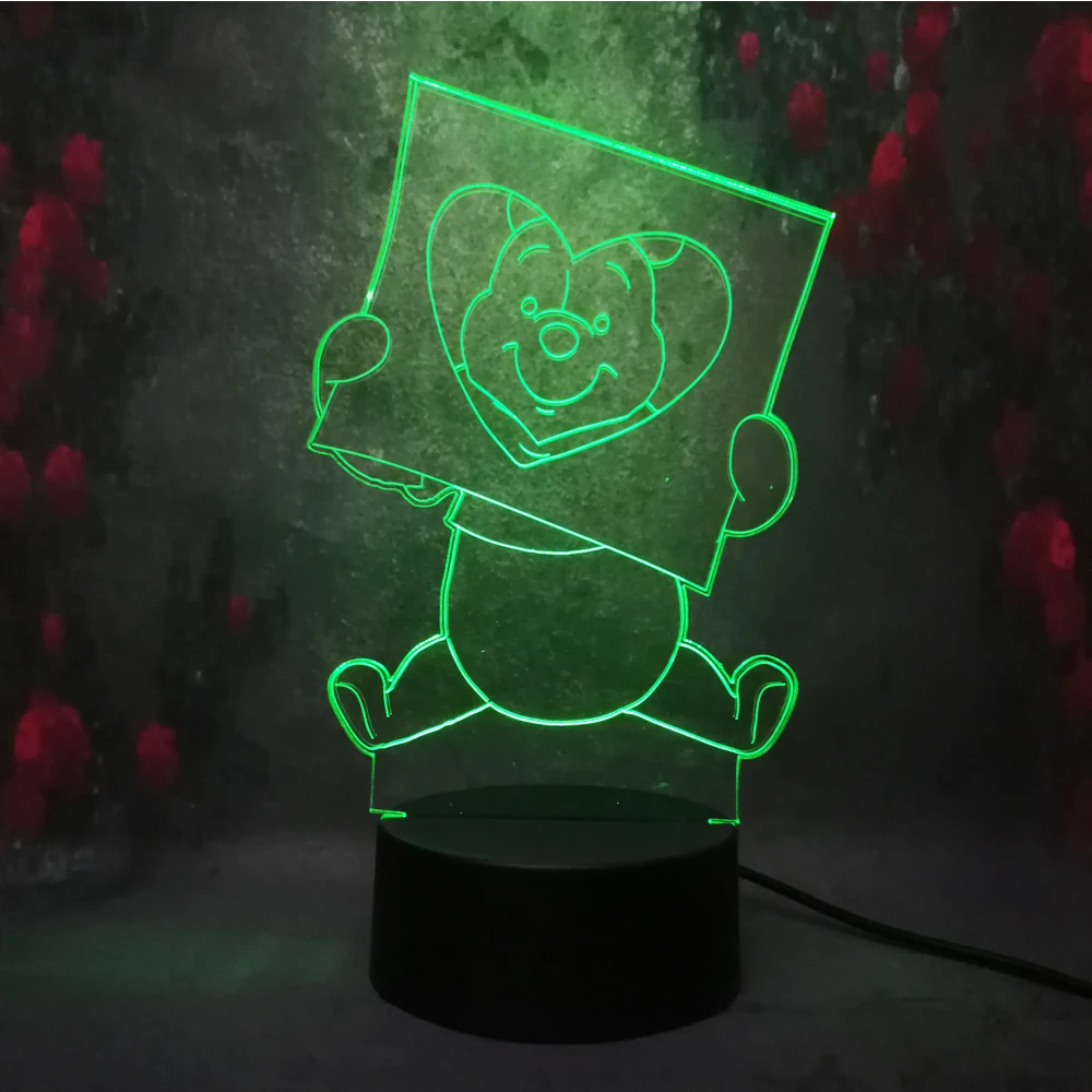 

Cute Cartoon Winnie the Pooh 3D Night Light Led Color illusion Children Kids Night Light Birthday Gift Bedroom Table Desk Lamp