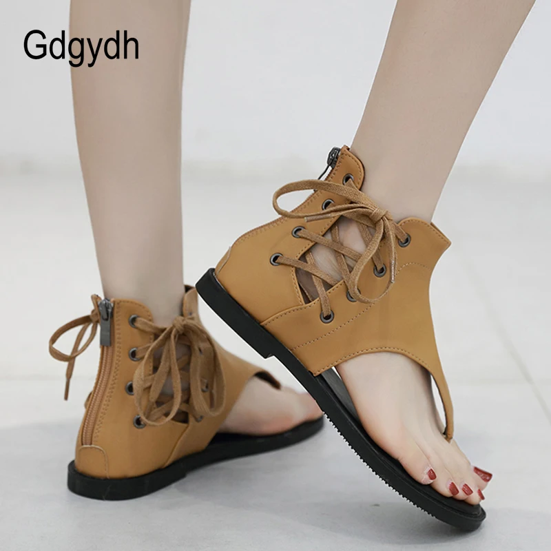 Gdgydh/ сланцы для женщин сандалии с ремешком вокруг лодыжки Женская мода с закрытой пяткой сандалии для девочек плоский каблук Повседневная летняя обувь