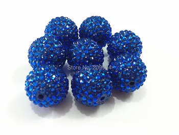 

Wholesale Large Size 24mm 80pcs/lot Royalblue Resin Rhinestone Beads For Chunky Necklace Making