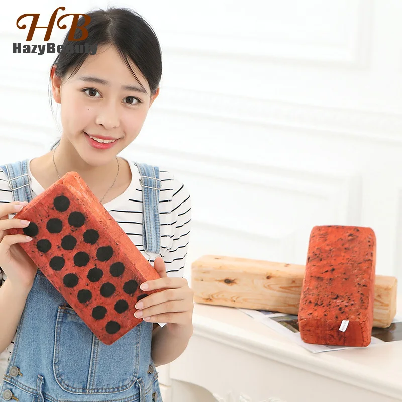 

Creative 3 Pieces/set Decorative Throw Pillow with Brick Pillow Tree Stump Wood Pillow Log Pillow Batten Plush Toy Children Game