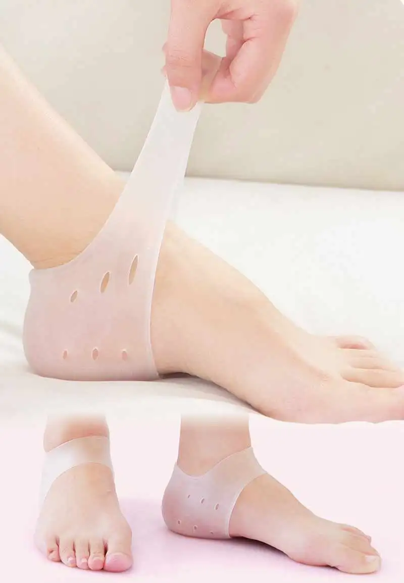 Cuidados com os Pés Par de Silicone Ferramenta Rachados Meias Calcanhar Gel Hidratante Pele Rachada Protetor Cuidado Pedicure Plantillas Parágrafos Los Pies 12 6 Os Pés Rachados Meias Calcanhar Gel Hidratante