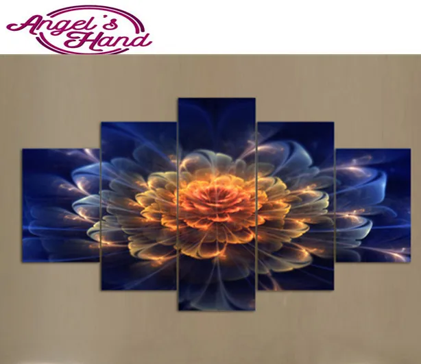 

5pcs 5d Diy Diamond Painting Colored flowers Cross Stitch Modern Diamond Embroidery Crystal Diamond Mosaic Picture Needlework