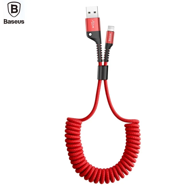 

BASEUS Fish Eye Charging Data Cable For iPhone X 8 7 Plus Highly Flexible Spring Charge Cable Buckle Design For Apple Devices