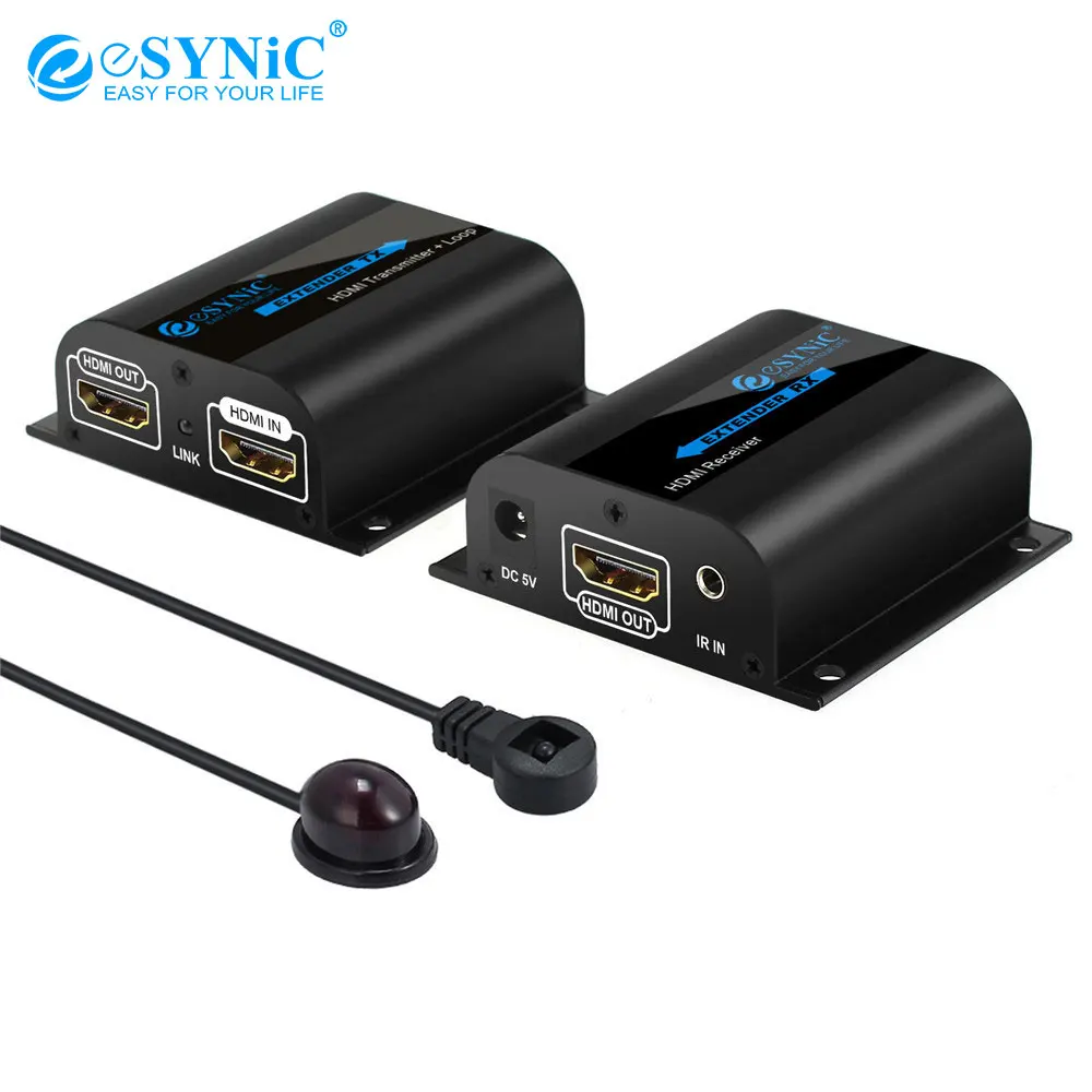 Esynic HDMI удлинитель разветвитель петля с ИК-пультом 1080P HDMI удлинитель передатчик для ТВ проектора DVD по RJ45 CAT6 CAT7 кабель