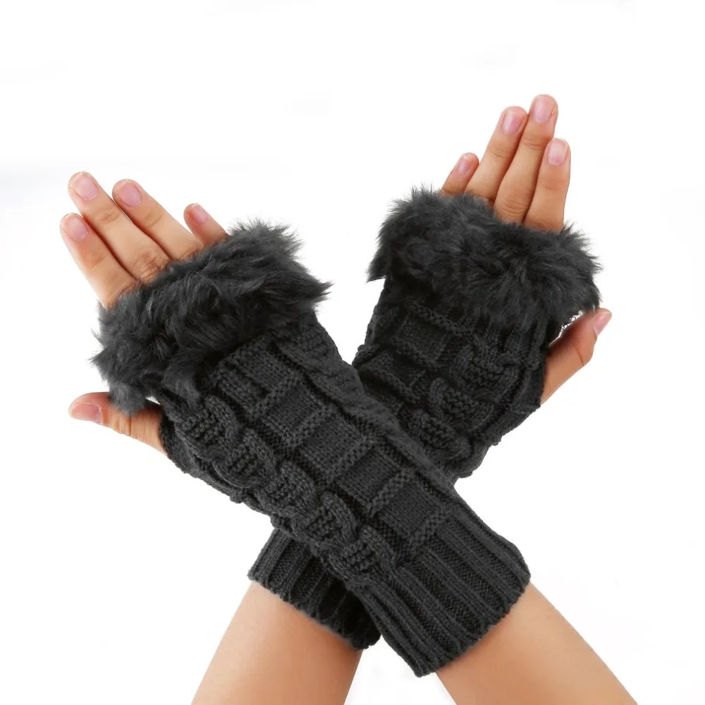 2017 New Women Fingerless Gloves Cute Korean Style Rabbit Fur Mittens