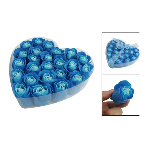 24 шт. синий Ароматическая ванна мыло в виде лепестков роз в коробка с сердцем