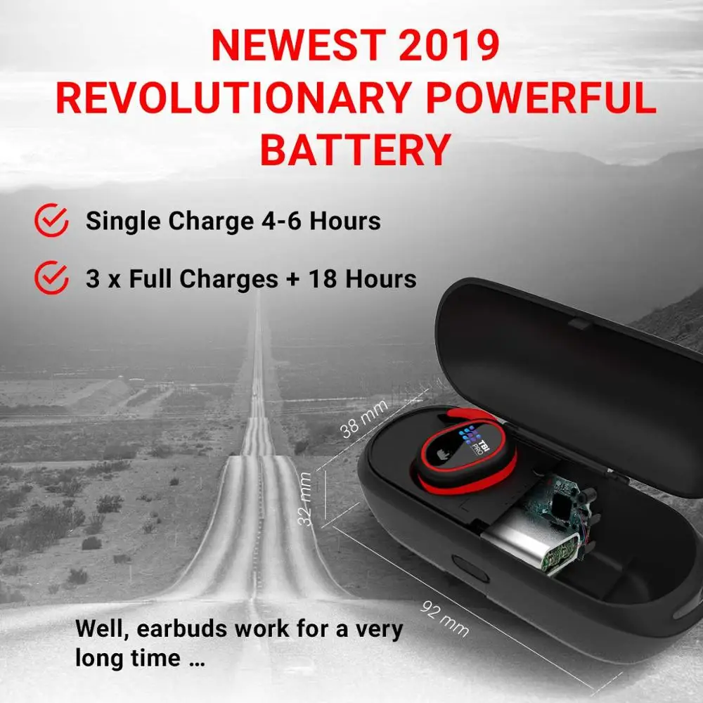 TWS беспроводные Bluetooth наушники V5.0 с сенсорным управлением спортивные беговые 3D