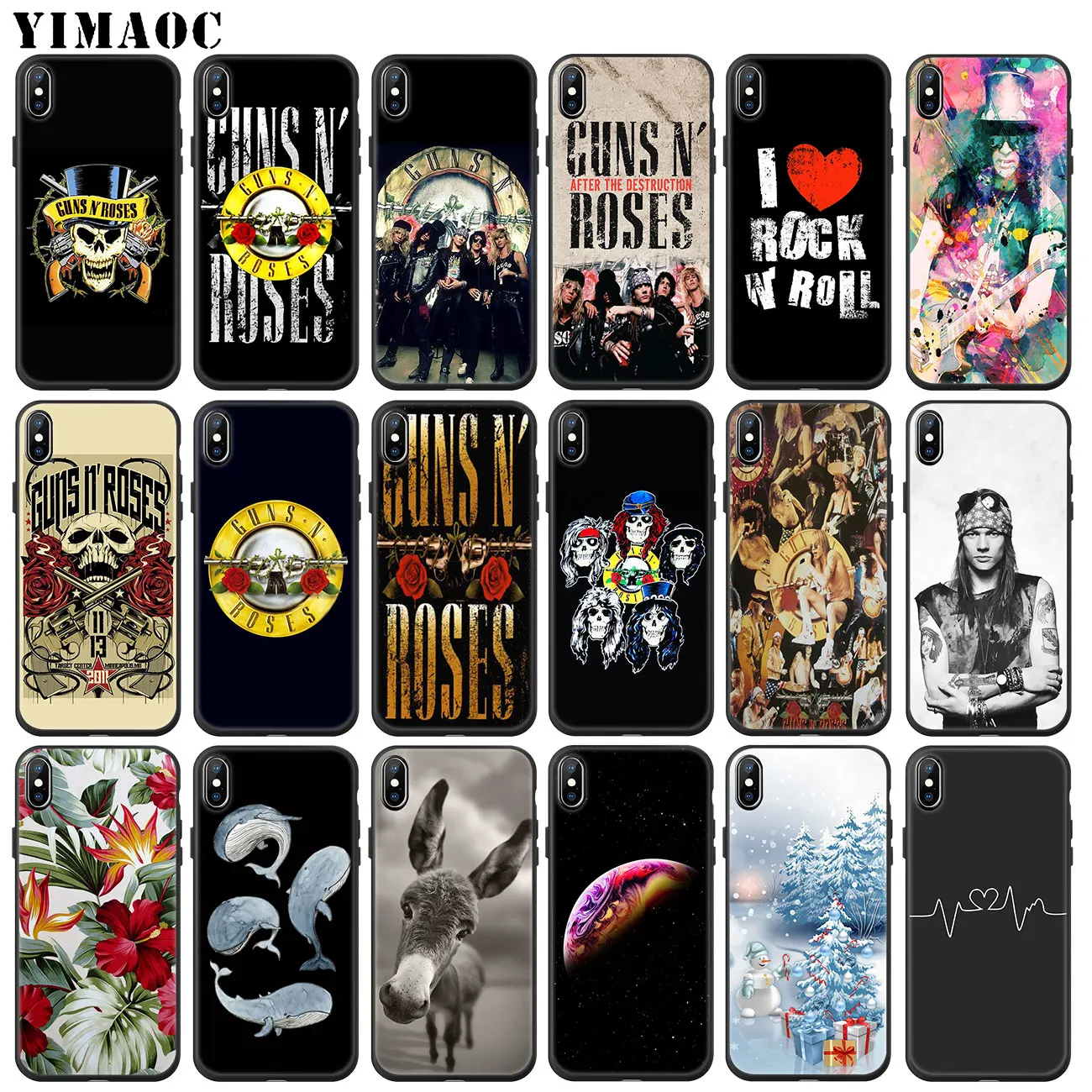 Мягкий силиконовый чехол YIMAOC GUNS N'ROSES Axl для iPhone 11 Pro XS Max XR X 6 6S 7 8 Plus 5 5S SE 10 черный |