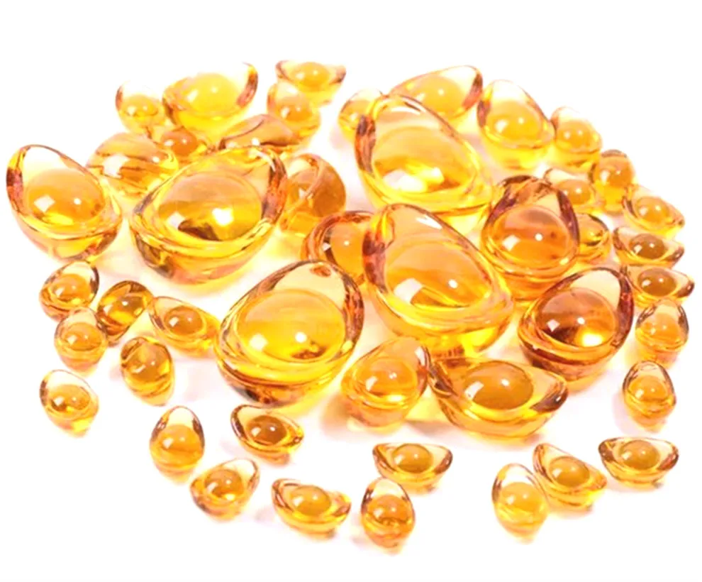 

10 Pieces Feng Shui Chinese Yellow Crystal Glass Gold Ingots Paperweight Lucky Home Decoration Family Fashion Gift 20mm