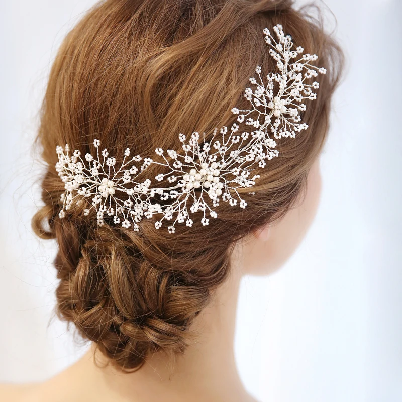 Luxury Handmade Tiara Pearls Headband Bridal Hairband Wedding Hair accessories Prom Anniversary