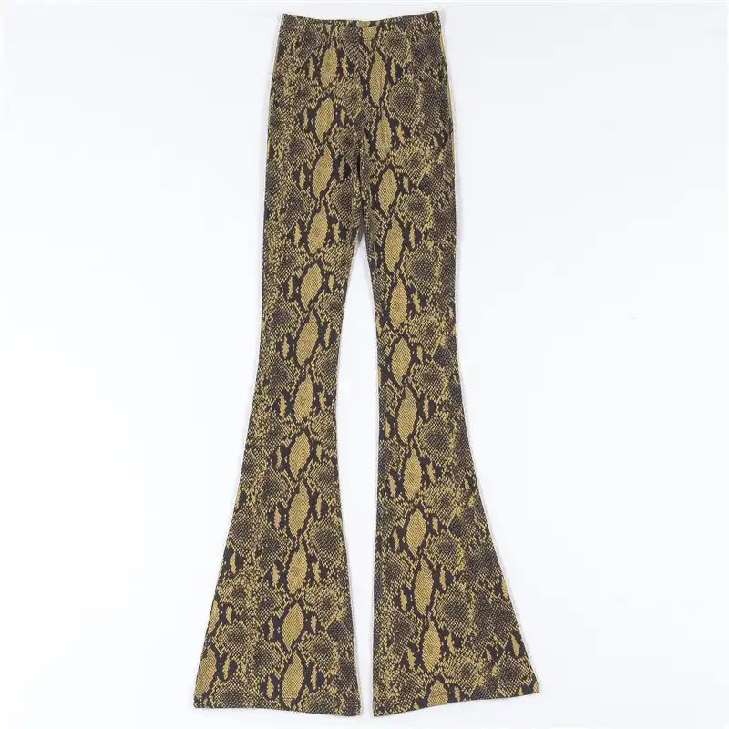 snakeskin flare pants