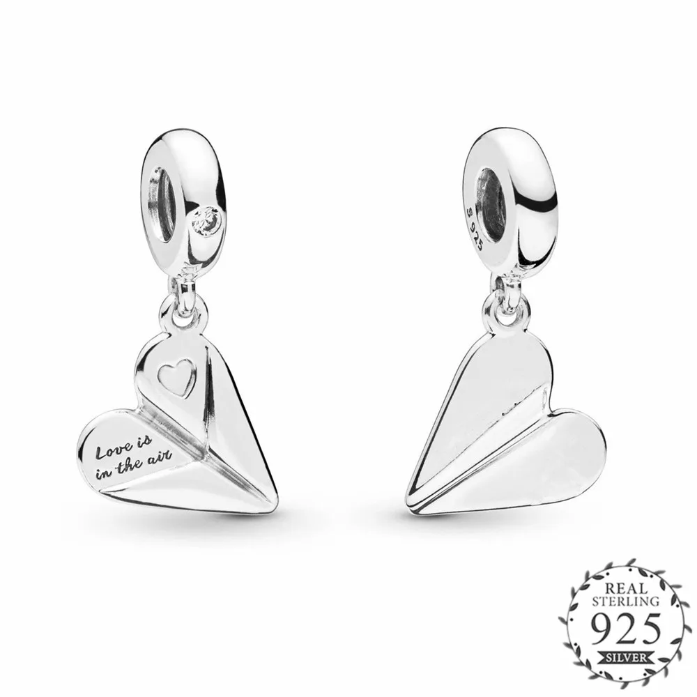 

2019 Garden Collection Heart Paper Plane Hanging Charm Fits Pandora Bangles Bracelets Charms Silver 925 Original Dangle Beads.