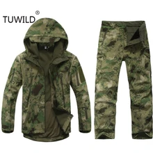 シャークスキン屋外狩猟の ghillie スーツ防水ジャケット tad4.0 ソフトシェルフリースジャケット + パンツ狙撃(China)