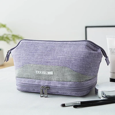 Оксфордская Косметичка женская сухая и влажная разделительная моющаяся сумка дорожные сумки-органайзеры для косметики Мужская двухслойная водостойкий макияж сумка - Цвет: purple