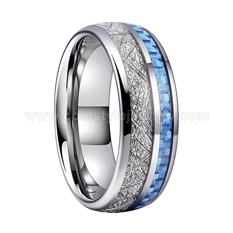 Для мужчин и женщин обручальное кольцо из вольфрама Forever кольцо из розового золота цвета с синим углеродным волокном и имитацией серебряного метеорита инкрустация