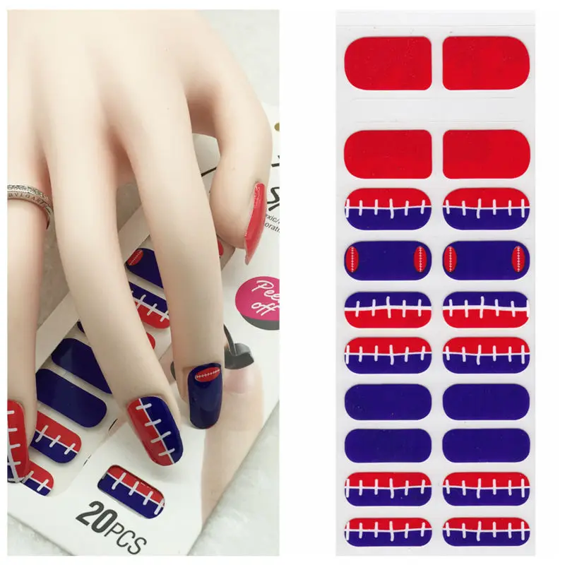 X.T XT Nail Polish Strips football Waterproof Non toxic Nail Sticker