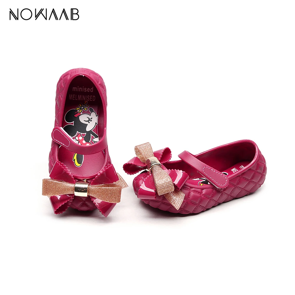 Mini Melissa/Новинка года; оригинальные прозрачные сандалии для девочек; детские сандалии с бантом; детская пляжная обувь; нескользящая детская обувь Melissa