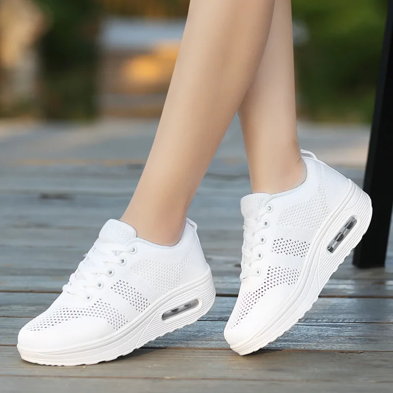 

woman shoes breathable sneakers women lace-up zapatos de mujer zapatillas female Wedge platform casual shoes chaussures femme