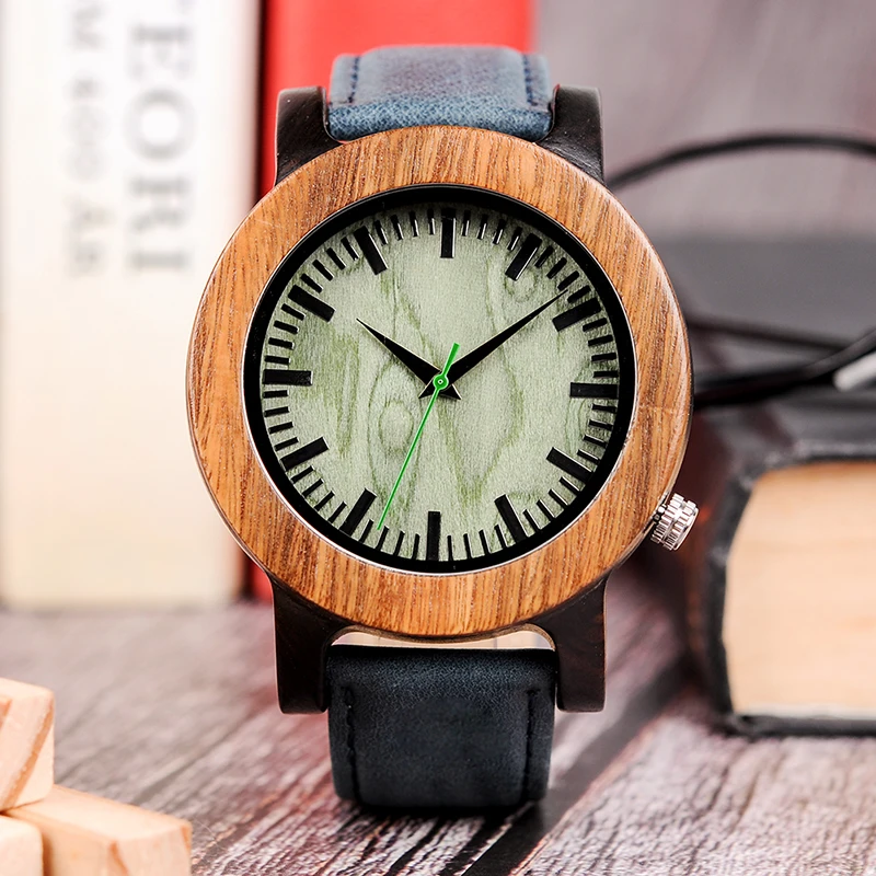 BOBO BIRD Two Tone Wooden Watches for Men Oversize Style Leather Quartz Watch in Wooden Gift Box