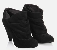 Shofoo Femmes De Mode Noir et Brun Troupeau Cheville Bottes de Spike Talons Slip-On Pour Robe & Party & Bureau femme Chaussures, grande Taille 4-16