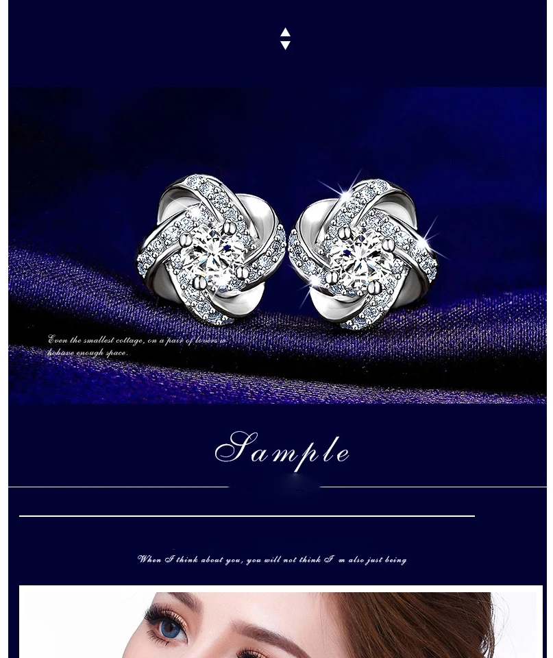 New 925 Silver Crystal Stud Earrings For Women Girls Kids Fashion Luxury Cubic Zirconia Paved Wedding Engagement Earring Jewelry (7)
